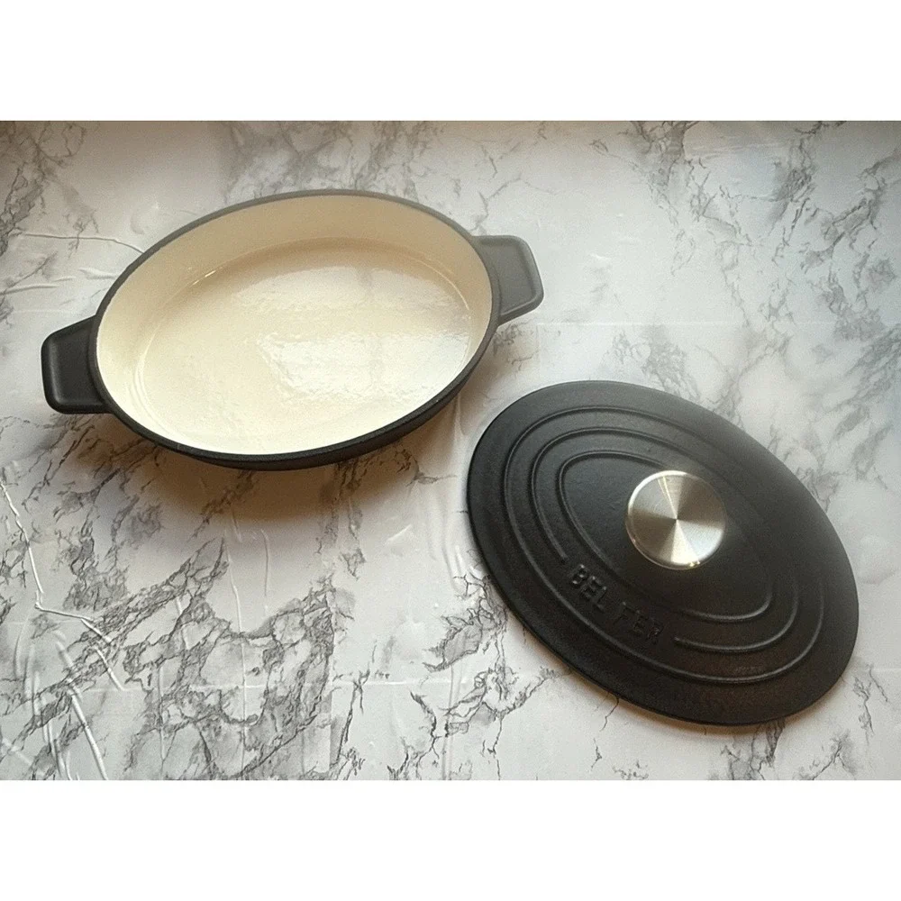 Bel Fer Au Gratin Pan 9 in Gray Dwellsix Limited Edition Enameled Cast Iron NIB